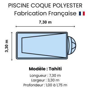 Piscine coque polyester : modèle Tahiti
