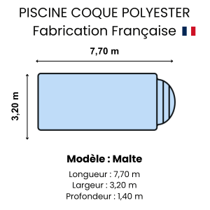 Piscine coque polyester : modèle Malte