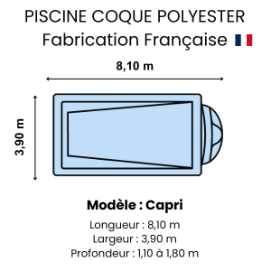 Piscine coque polyester : modèle Capri