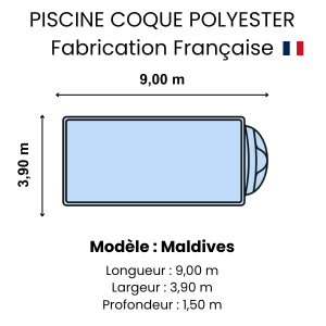 Piscine coque polyester : modèle Maldives
