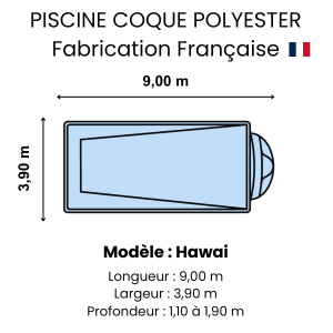 Piscine coque polyester : modèle Hawai