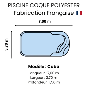 Piscine coque polyester : modèle Cuba