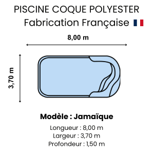 Piscine coque polyester : modèle Jamaïque