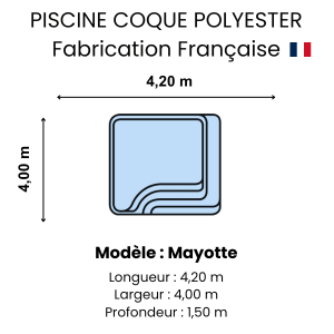 Piscine coque polyester : modèle Mayotte