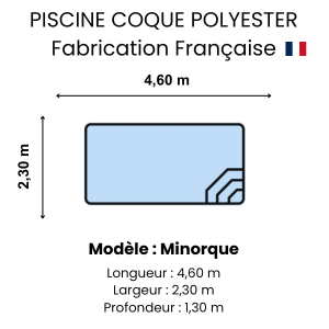 Piscine coque polyester : modèle Minorque